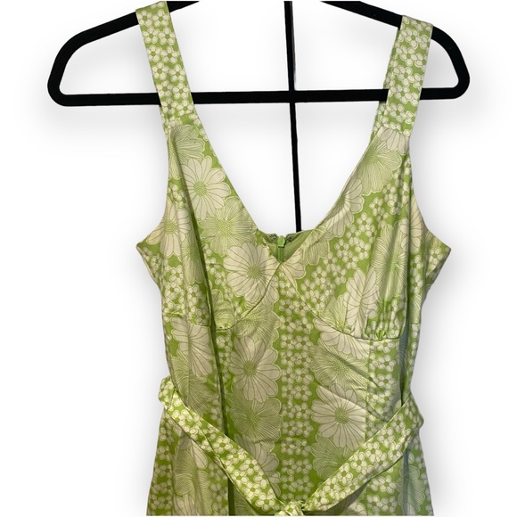NWOT Bandolino Green White Drop Waist Retro Summer Dress With Daisy Print Size 8 - Picture 5 of 13